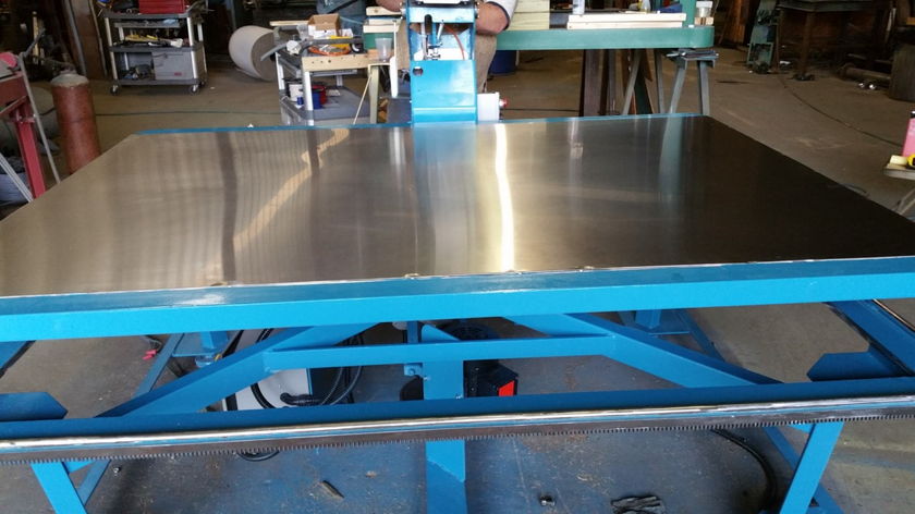 Pfaff chainstitch head on a rebuilt tape edge table
