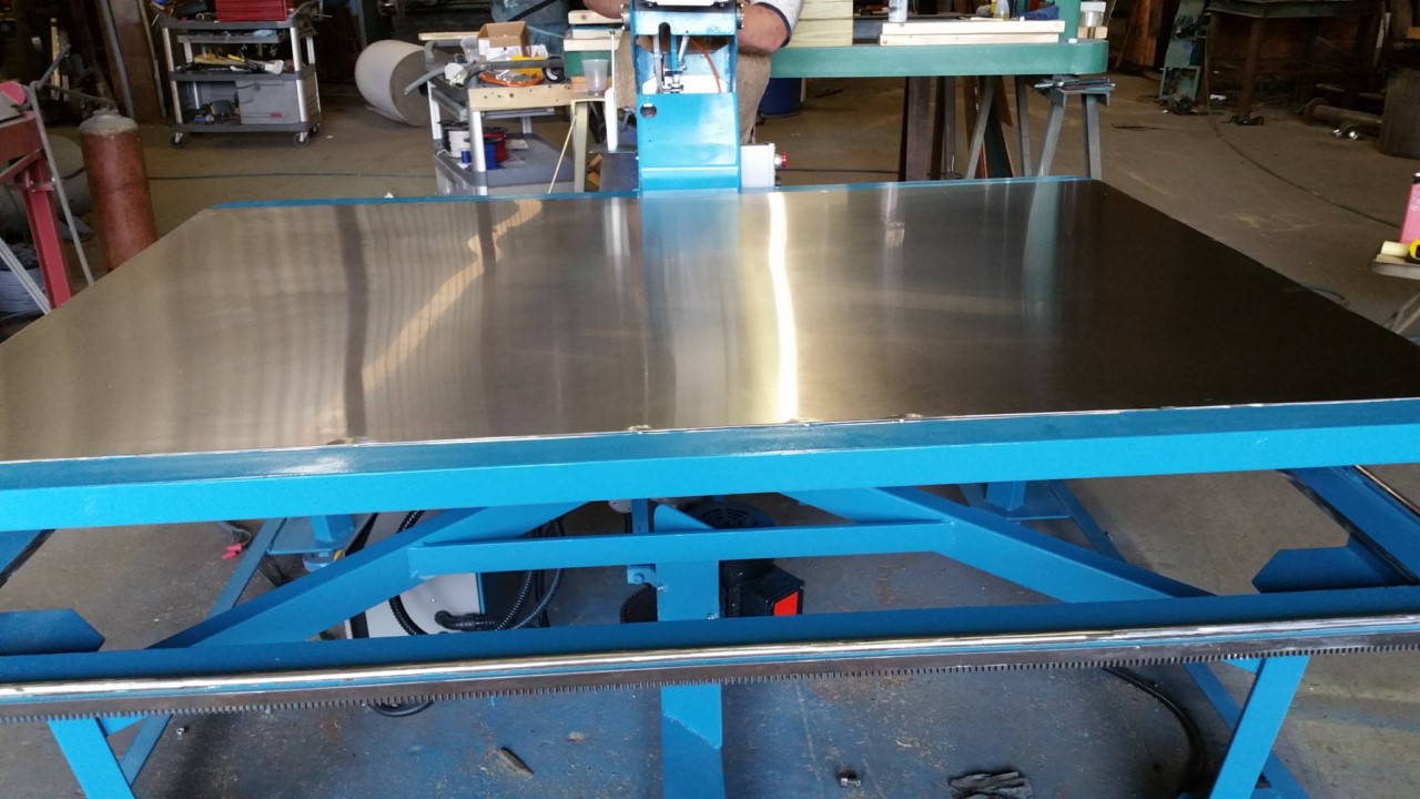 Pfaff 5625 chainstitch head on a rebuilt tape edge table